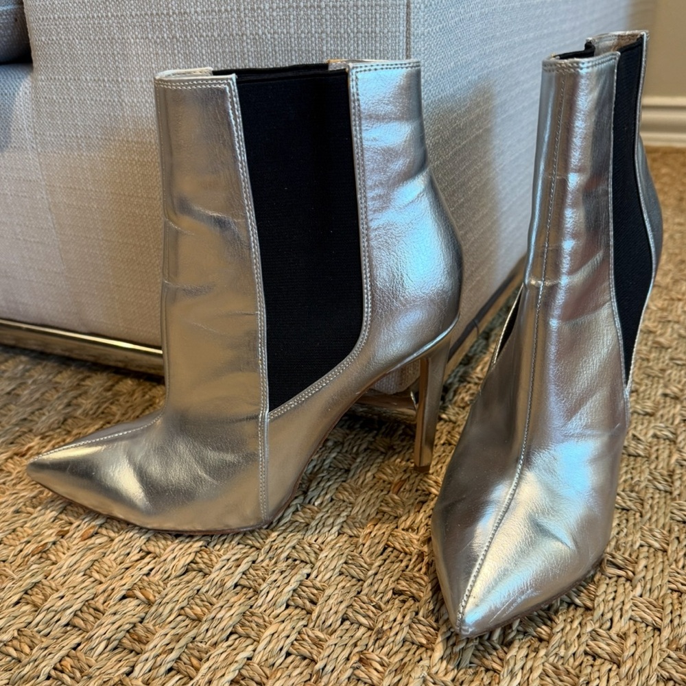 RAYE Metallic Silver Heeled Boots